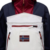 Giubbino rainforest con zip e cappuccio bianco/blu/rosso