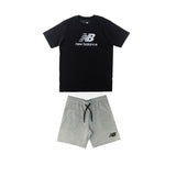 Completo t-shirt e shorts con logo nero
