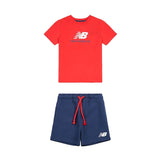 Completo t-shirt e shorts colorblock rosso