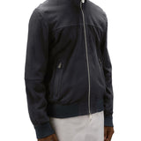 Bomber in pelle scamosciata blu
