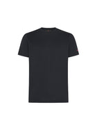 T-shirt in piquet stretch di cotone e seta blu