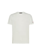 T-shirt in piquet stretch di cotone e seta panna