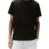T-shirt in piquet stretch di cotone e seta nero