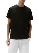 T-shirt in piquet stretch di cotone e seta nero