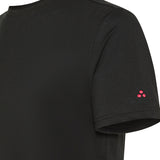 T-shirt in piquet stretch di cotone e seta nero
