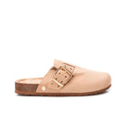 Sandalo sabot fibbia microfibra beige