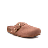 Sandalo sabot fibbia microfibra taupe