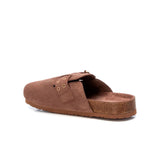 Sandalo sabot fibbia microfibra taupe