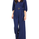 Tuta maniche 3/4 e pantalone palazzo blu navy
