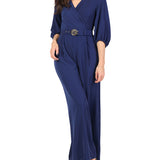 Tuta maniche 3/4 e pantalone palazzo blu navy