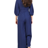 Tuta maniche 3/4 e pantalone palazzo blu navy