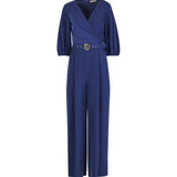 Tuta maniche 3/4 e pantalone palazzo blu navy
