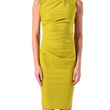 Abito smanicato con drappeggio lime
