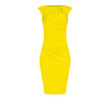 Abito smanicato con drappeggio lime
