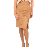 Gonna tubino suede naike camel