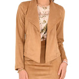 Giacca aperta in suede camel