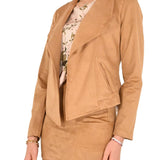 Giacca aperta in suede camel