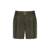 Short in ecopelle con cinta verde militare