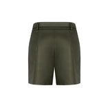 Short in ecopelle con cinta verde militare