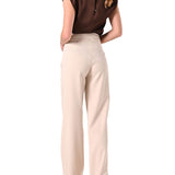 Pantalone palazzo a vita alta beige