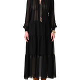 Abito lungo in georgette nero