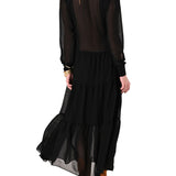 Abito lungo in georgette nero