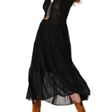 Abito lungo in georgette nero