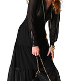 Abito lungo in georgette nero