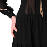 Abito lungo in georgette nero