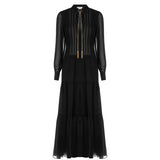 Abito lungo in georgette nero
