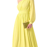 Abito lungo monospalla lime