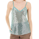 Top crochet e paillettes verde acqua