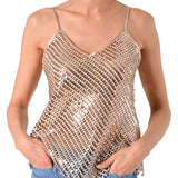 Top crochet e paillettes oro