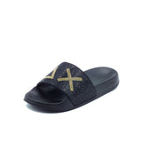 Slipper fascia strass nero