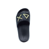 Slipper fascia strass nero