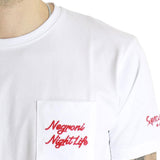 T-shirt ricamo negroni night life bianco