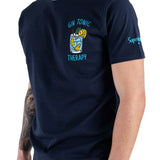 T-shirt ricamo gin tonic therapy blu