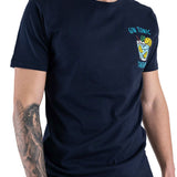 T-shirt ricamo gin tonic therapy blu