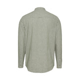 Camicia a righe misto lino verde/bianco