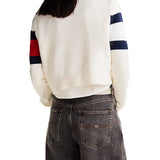 Girocollo relaxed fit con bandiera color bianco antico