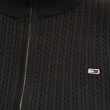 Cardigan a coste con zip nero