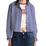 Camicia crop a righe bianco/blu