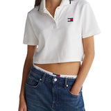 Polo crop logo badge panna