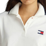 Polo crop logo badge panna