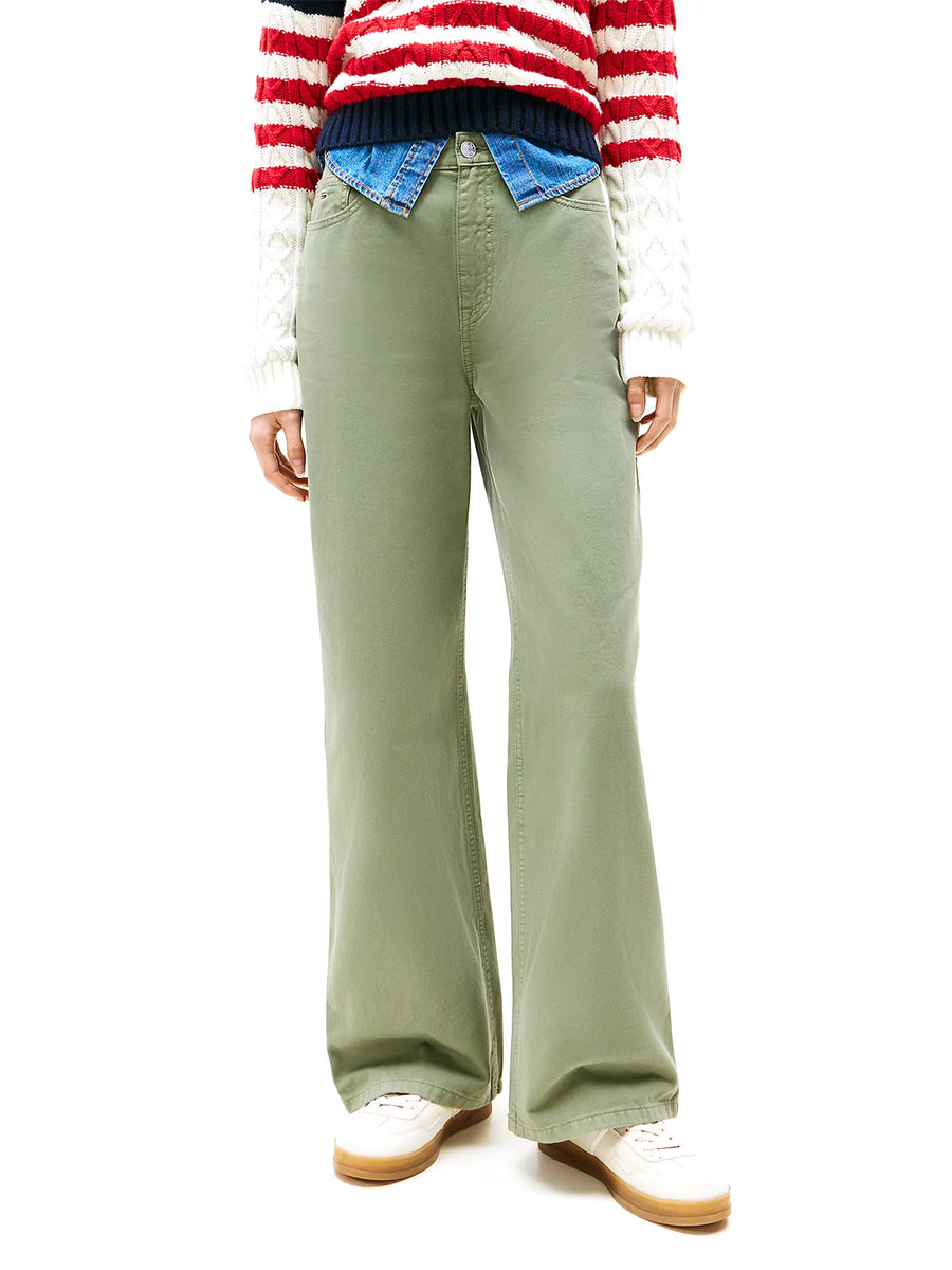Pantaloni Carpenter Claire a vita alta verde