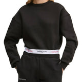 Felpa crop boxy tape nero