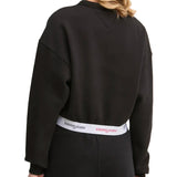 Felpa crop boxy tape nero