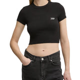 T-shirt maniche corte crop script nero