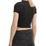 T-shirt maniche corte crop script nero