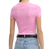 T-shirt maniche corte crop script rosa